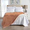 Sherpa Fleece And Velvet Plush Full/Queen Throw Blanket Terracotta, Thick Blanket For Chair, Sofa, Or Bed. Warm, Reversible, Sof