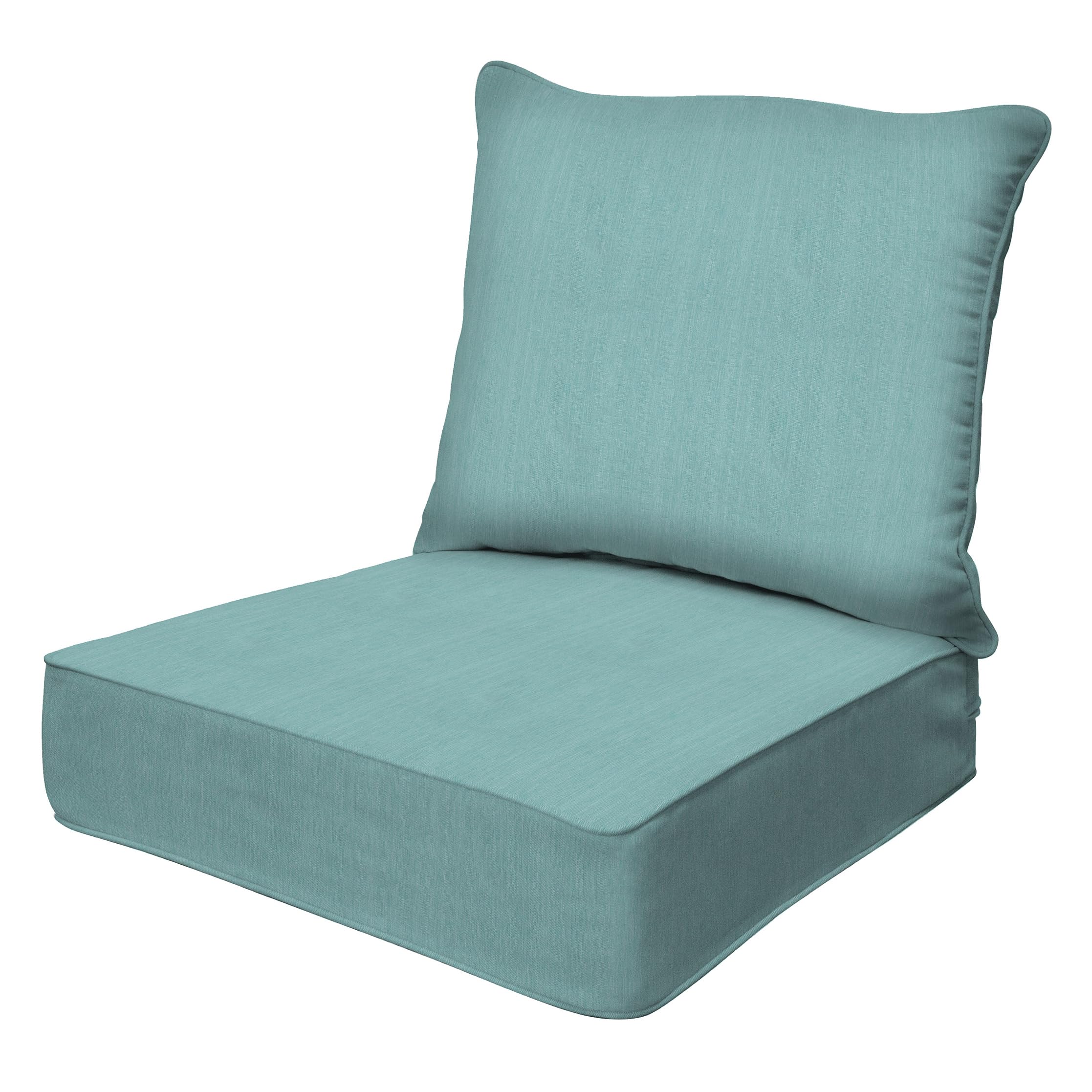 Honeycomb Outdoor Deep Seat, 24' W X 23' D, Textured Solid Coastal Blue Outdoor Chair Cushion