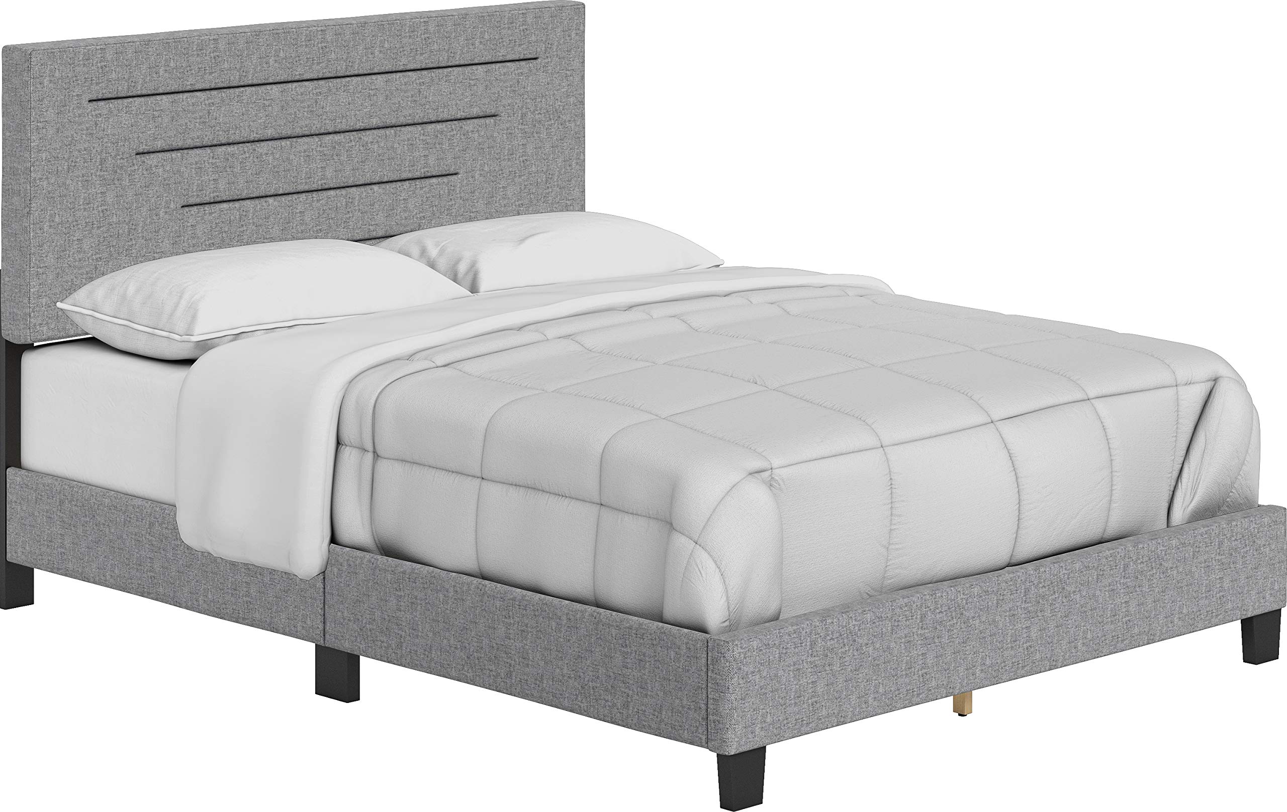 Boyd Sleep Cordoba Upholstered Platform Bed with Headboard and Durable Mattress Foundation with Strong Wood Slat Supports, Box Spring Required: Full, Gray