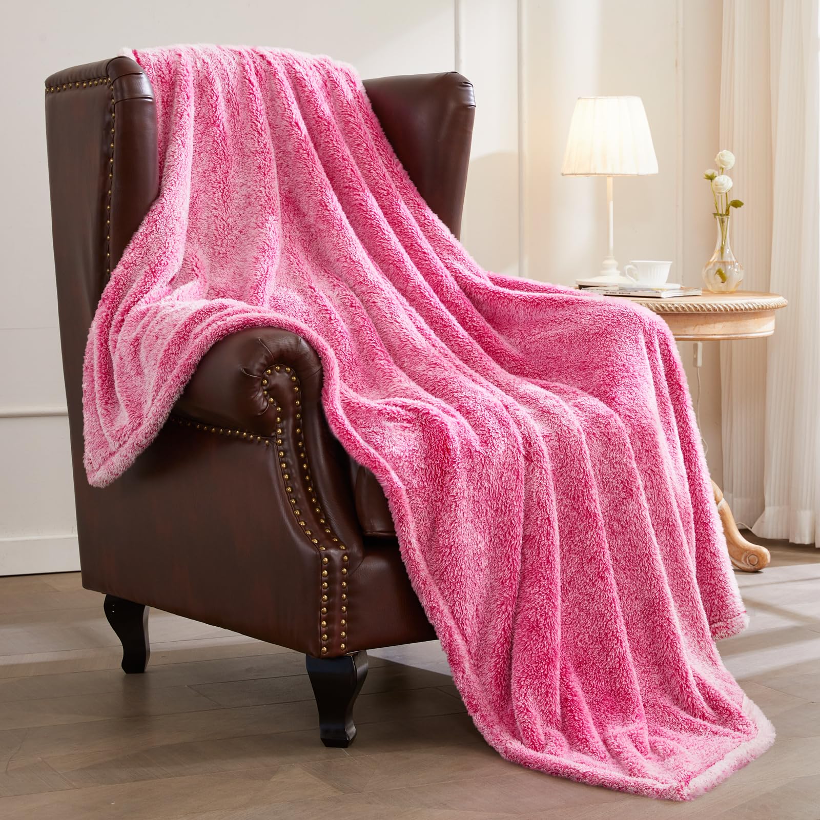Exclusivo Mezcla Plush Extra Large Fleece Throw Blanket For Couch, Bed And Sofa (50X70 Inches,Mixed Hot Pink) Soft, Warm, Lightw