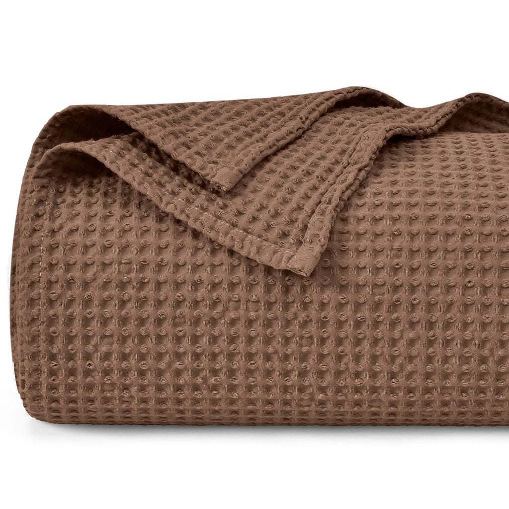 Phf 100% Cotton Waffle Weave Blanket Twin Size 66'X90'-Lightweight Washed Soft Breathable Blanket For All Season-Perfect Blanket Layer For Couch Bed Sofa -Elegant Home Decoration - Cappuccino