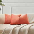Juspurbet Apricot Lumbar Velvet Throw Pillow Covers 16X24 Inch Set Of 2 For Living Room Couch Sofa Bedroom Decorative Solid Cush