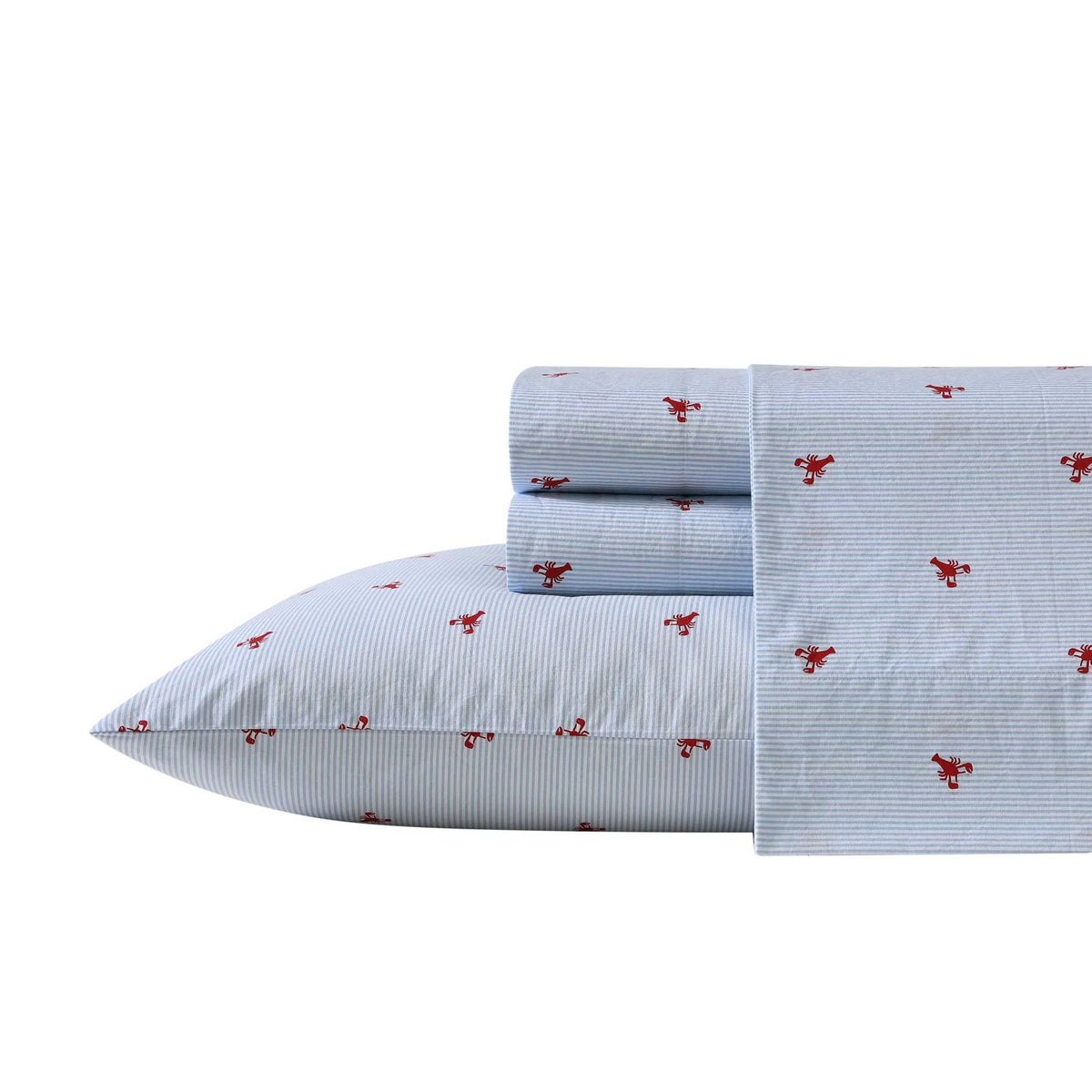 Nautica - Twin Sheets, Cotton Percale Bedding Set, Casual Home Decor (Lobster Walk Red, Twin)