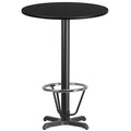 Flash Furniture 30'' Round Black Laminate Table Top With 22'' X 22'' Bar Height Table Base And Foot Ring