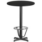 Flash Furniture 30'' Round Black Laminate Table Top With 22'' X 22'' Bar Height Table Base And Foot Ring
