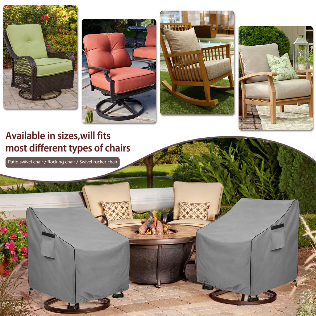 Okcool Outdoor Swivel Chair Cover 2 Pack,Outdoor Furniture Patio Chair Covers Waterproof Clearance,(30'' W X 34'' D X 38.5'' H)