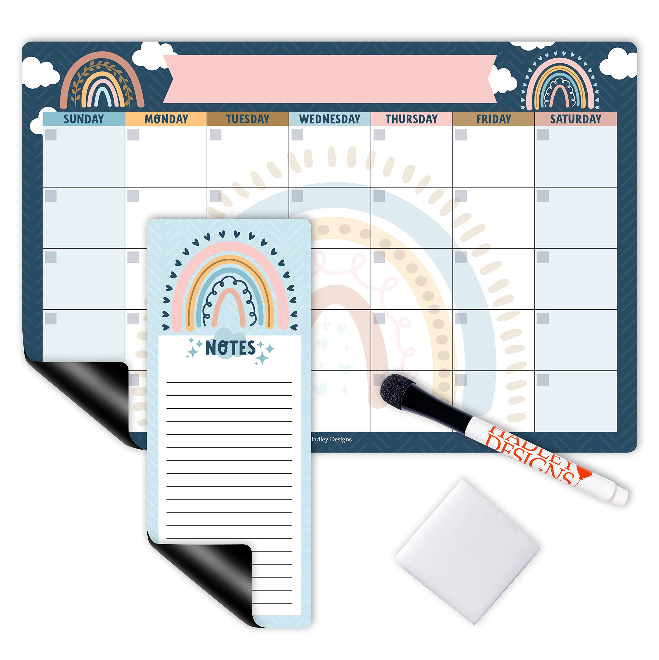 Boho Large Magnetic Calendar For Fridge Dry Erase Board For Refrigerator - Magnetic Fridge Calendar Dry Erase Magnetic Whiteboar