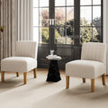 Armless Accent Chairs Set Of 2 For Living Room, Modern Slipper Chair Living Room Chairs With Solid Wood Legs, Makeup Vanity Chai