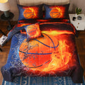 Jqinhome Twin Basketball And Fire Comforter Sets For Boys,6 Piece Bed In A Bag Sport Themed Bedding -All Season Soft Microfiber