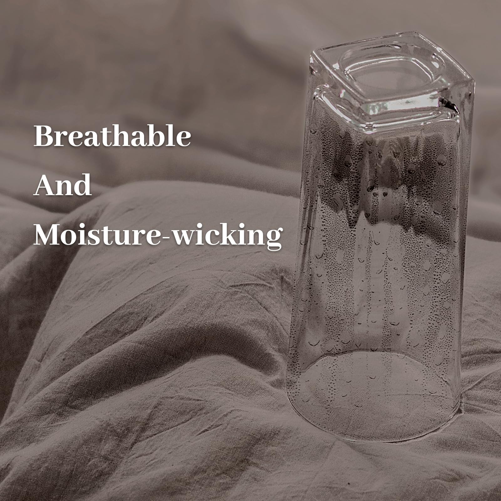 Nexhome Pro Duvet Cover Set 100% Washed Cotton California Kingn 104'X98', Organic Natural Linen Look Textured 3 Pieces Bedding Set Warm Linen Grey With Zipper Closure, Breathable Soft(No Comforter)