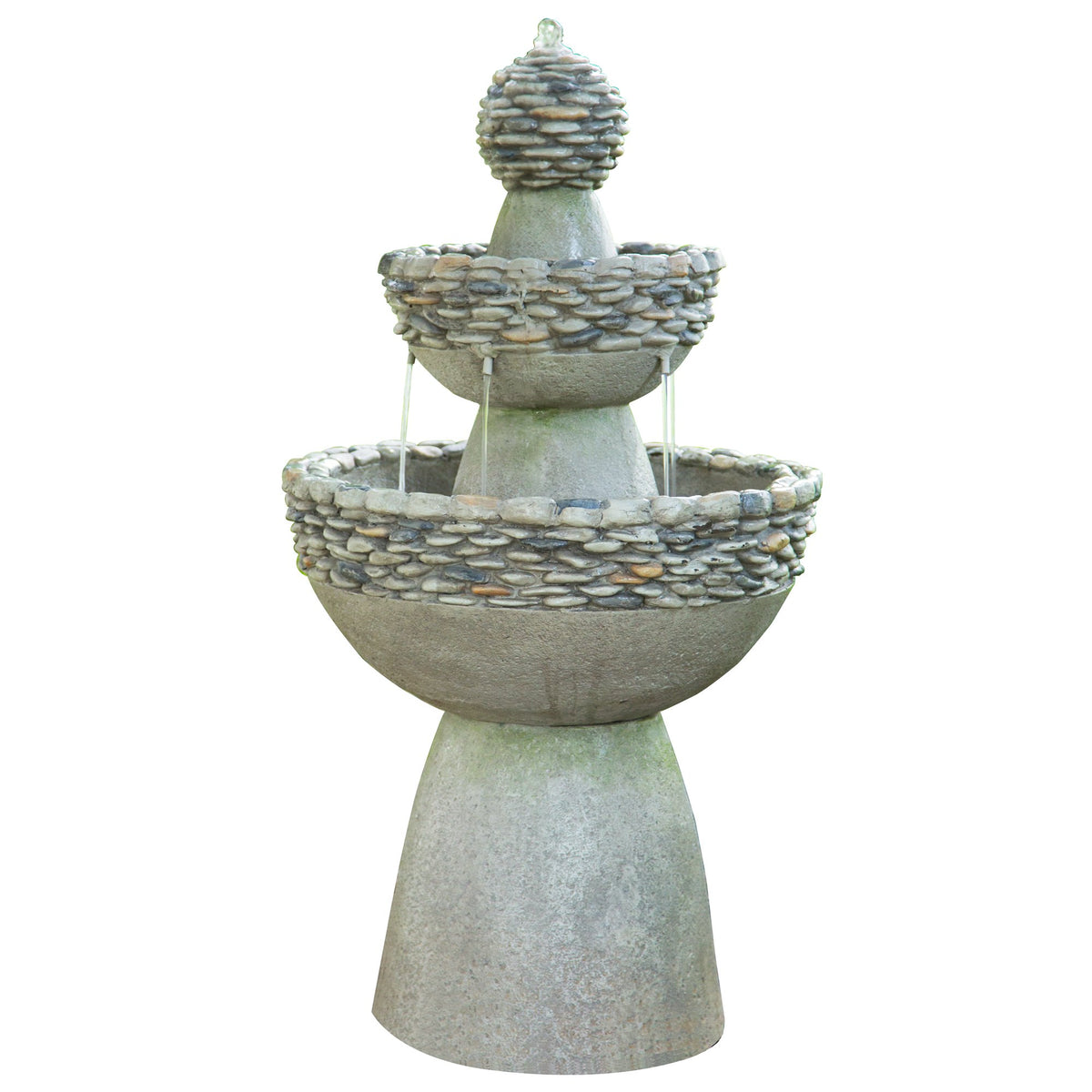 Teamson Home Majestic 2 Tiered Stone Look Zen Pedestal Floor Waterfall Fountain With Pump For Outdoor Patio Garden Backyard Deck