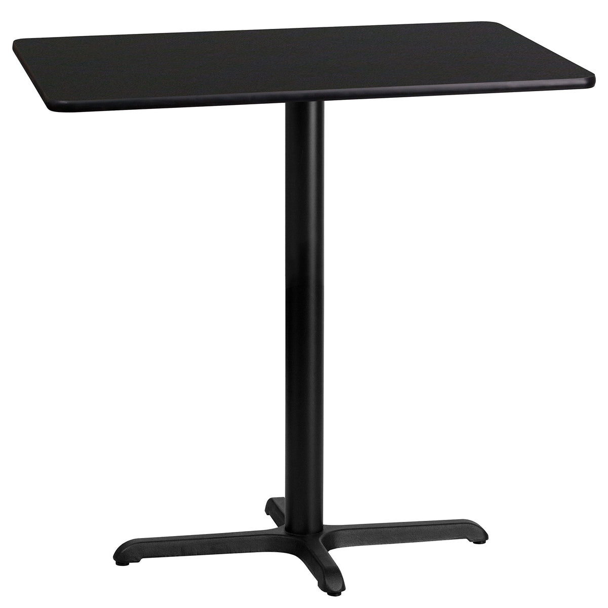 Flash Furniture 24'' x 42'' Rectangular Black Laminate Table Top with 23.5'' x 29.5'' Bar Height Table Base