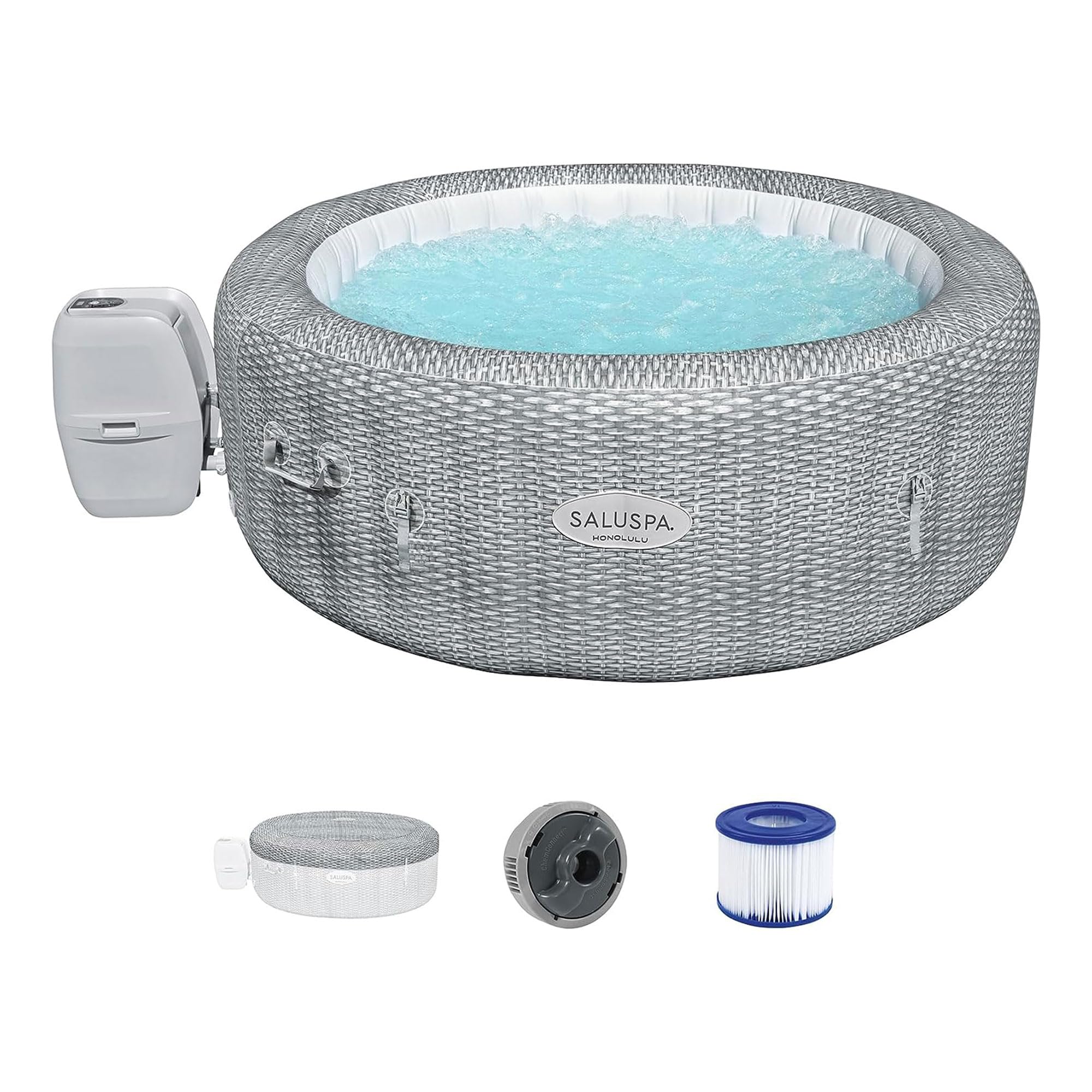 Bestway Saluspa Honolulu Airjet 2 To 6 Person Inflatable Hot Tub, 77 X 28 Inch Round Portable Outdoor Spa With 140 Soothing Jets
