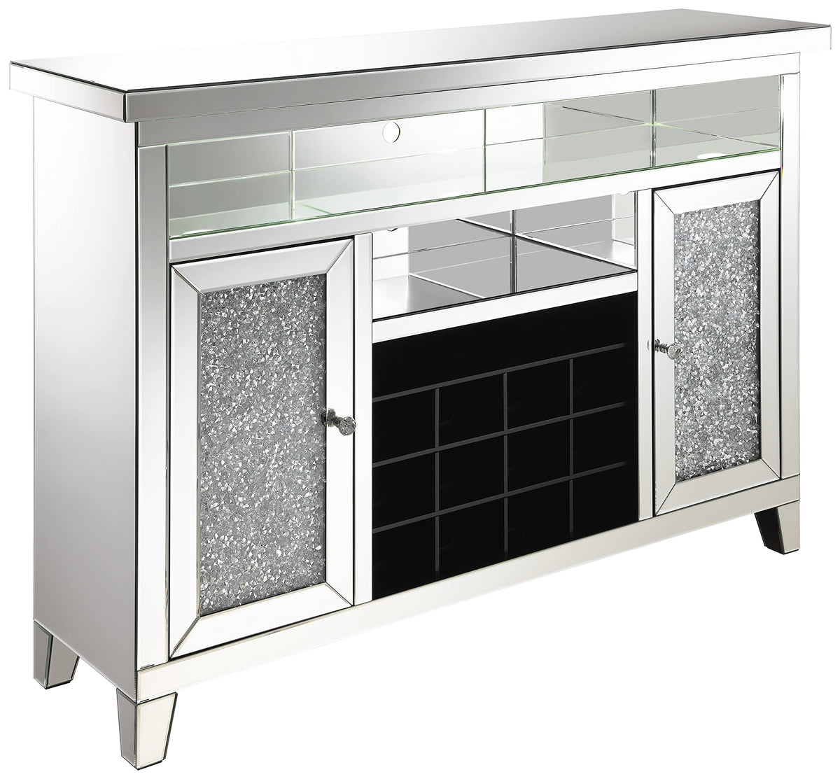 Coaster Home Furnishings Melinda 2-Door Wine Cabinet With Lighting Mirror