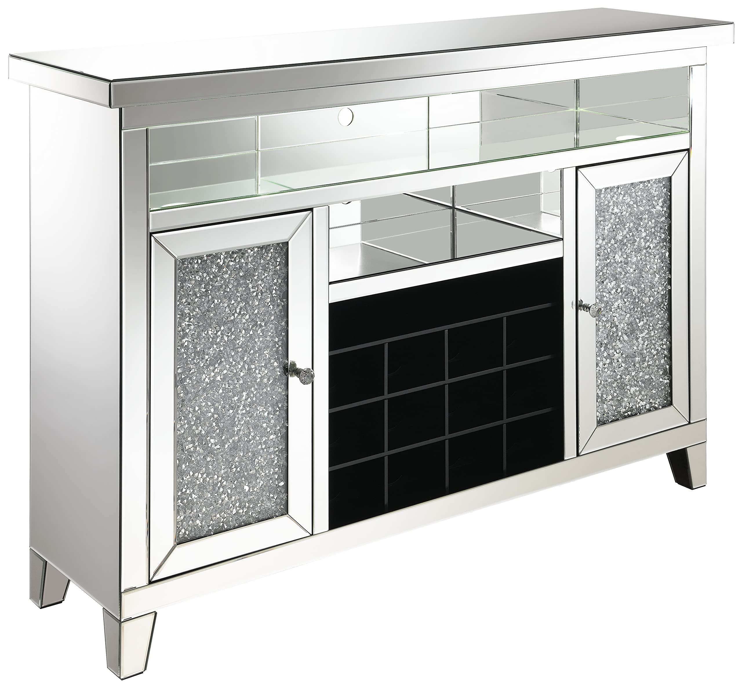 Coaster Home Furnishings Melinda 2-Door Wine Cabinet With Lighting Mirror