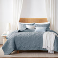 Wdcozy Coastal Beach Twin Size Quilt Bedding Sets, Blue Nautical Tropical Ocean Bedspread, Scallop Seashell Soft Coverlet, Light