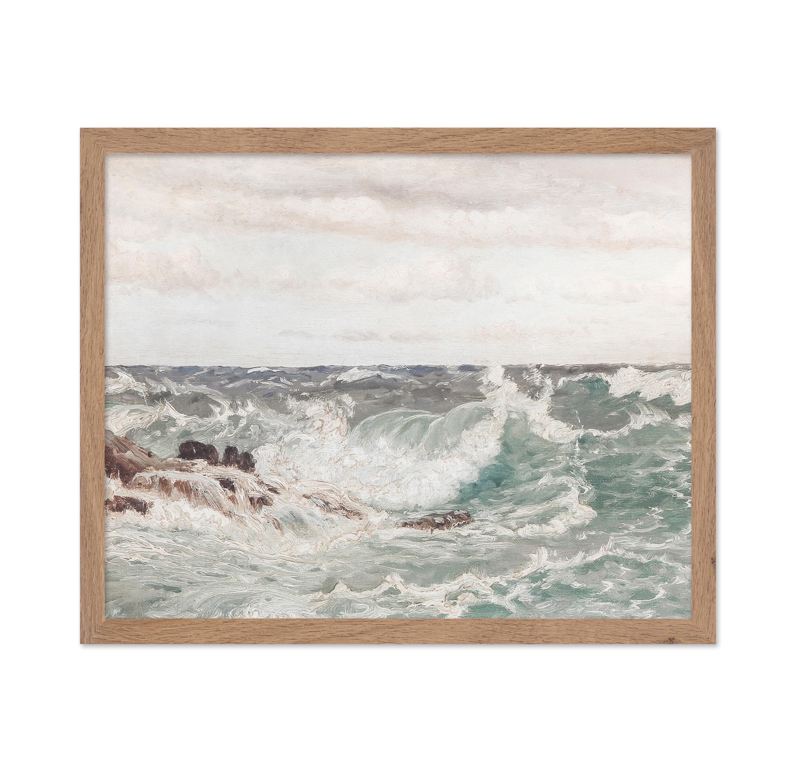 Poster Master Vintage Ocean Waves Painting Poster - Retro Ocean Print - Fine Art - Seascape Art - Gift for Men & Women - Coastal