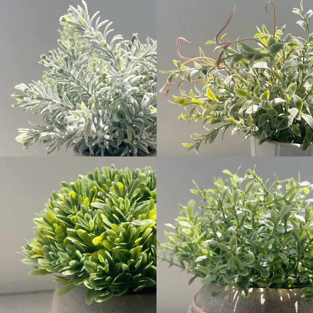 Pengyee 4Pcs Small Fake Plants, Artificial Plants Indoor, Faux Plants For Home Decor, Small Faux Plants In White Pot For Bathroo