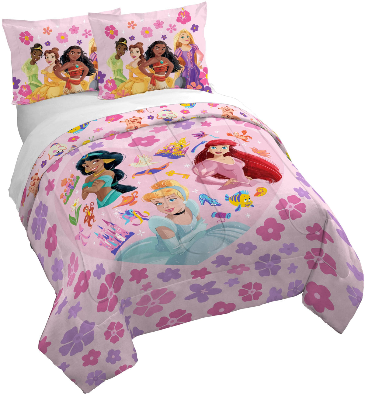 Jay Franco Duvet Cover Set - 3 Piece Comforter Cover And Sham Set, Super Soft Cozy Kids Bedding (Insert Not Included) Pink - Pri