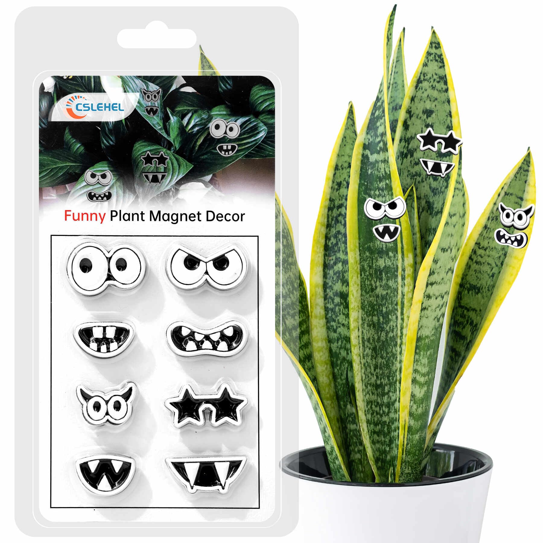 Cslehel Plant Magnets Eyes Mouth For Potted Plants, 8 Pcs Monster Magnet Eyes, Funny Plants Pins For Indoor Outdoor Office House
