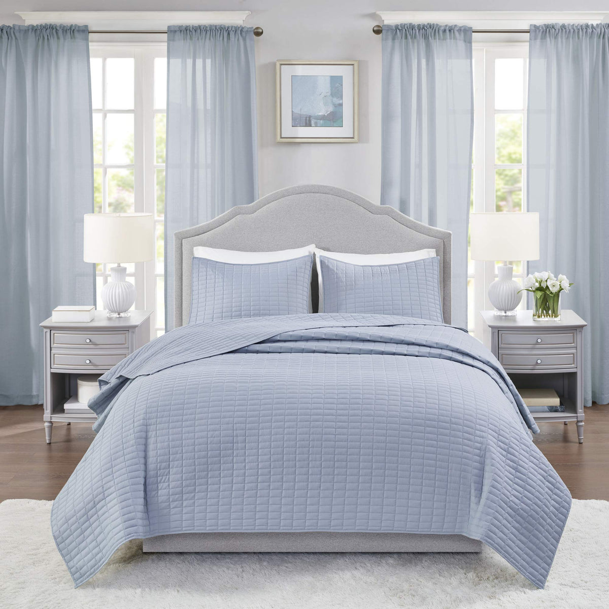 Comfort Spaces Kienna Quilt Set-Luxury Double Sided Stitching Design Summer Blanket, Lightweight, Soft, All Season Bedding Layer