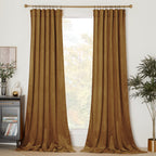Nicetown Gold Brown Velvet Curtains (2 Panels, 52-Inch Wide X 96-Inch Long), Luxury And Soft Thermal Insulated Velvet Curtains F