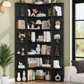 FOTOSOK 74    Tall Corner Bookshelf, 6-Tier Bookshelf and Bookcase with Open Storage, L Shaped Tall Bookcases Wooden Storage She