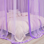Mengersi Canopy Bed Curtains Queen Size - Bed Canopy Curtains - 4 Opening Canopy For Bed- Cute Princess Bedroom Decoration Gift