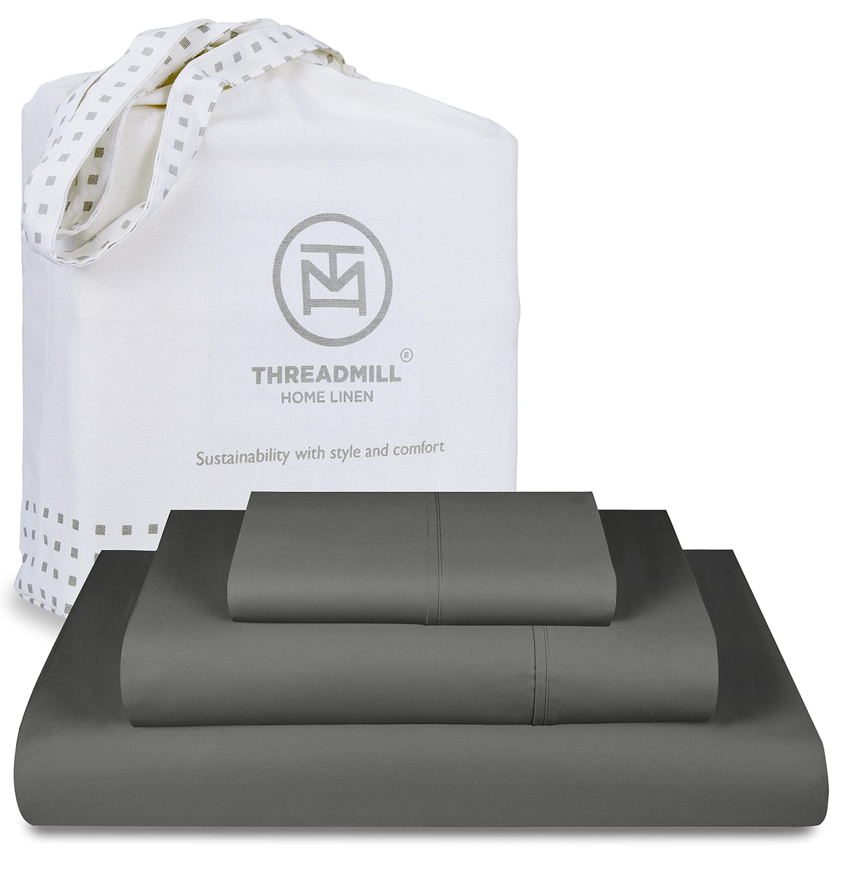 Hotel Quality Luxury 600 Thread Count 100% Cotton Twin Size Sheets, 3 Pc Sateen Weave Dark Grey Sheet Set, Premium Soft Sheets W