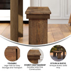 Flash Furniture Hercules Series 40" X 12" Commercial Grade Rustic Solid Pine Folding Bench, Antique Farmhouse Dining Bench, Seats Up To 2 Adults
