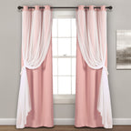 Lush Decor Sheer Grommet Curtains With Insulated Blackout Lining, Window Curtain Panels, Pair, 38''W X 108''L, Pink - Curtain Wi