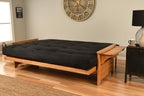 Kodiak Furniture Phoenix Queen Size Futon Set in Butternut Finish, Suede Black
