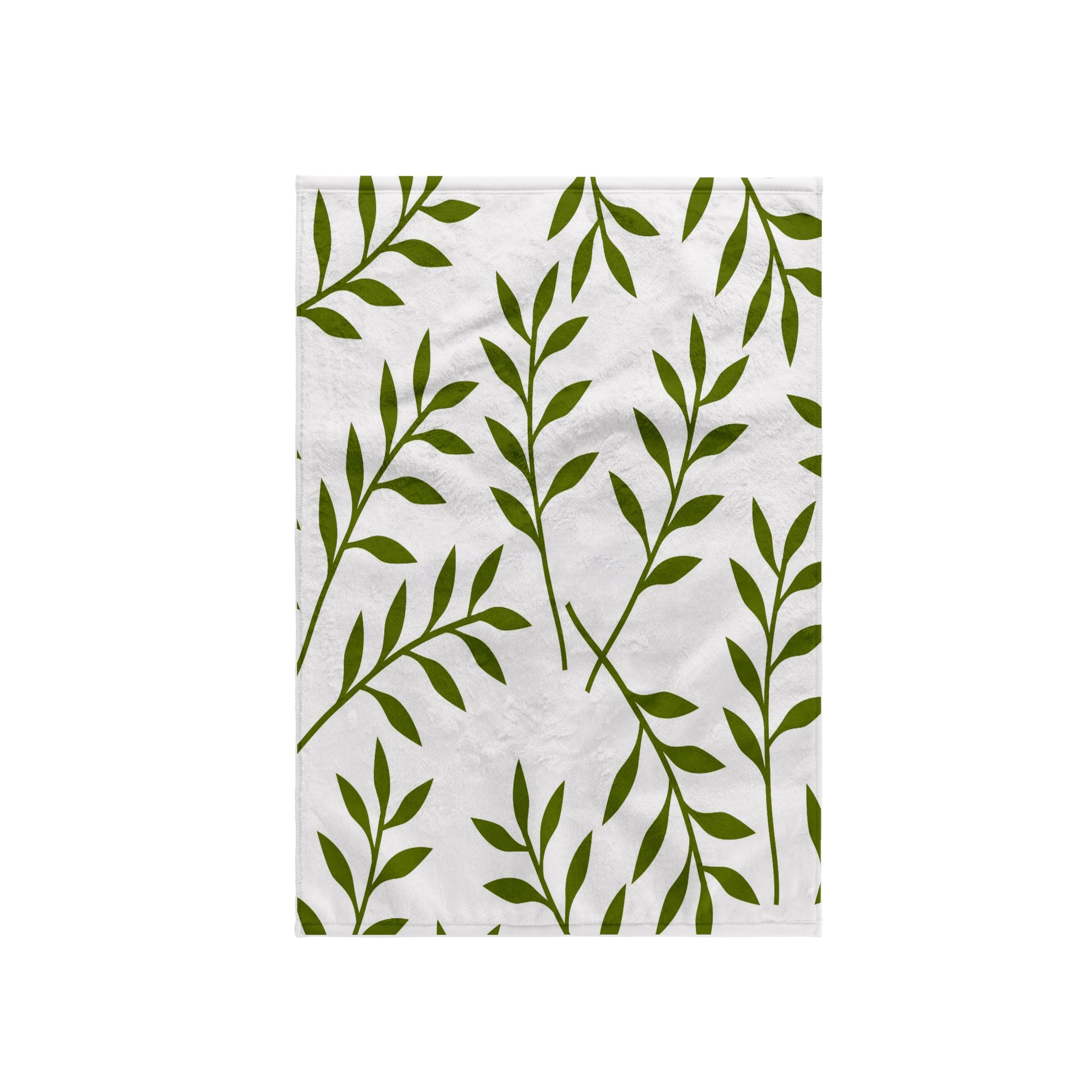 3D Rose Olive Green and White Chic Leaves Towel, 15 x 22, Multicolor