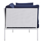 Modway EEI-4963-WHI-NAV Harmony Sunbrella White Navy Outdoor Patio Aluminum Loveseat, 32.5 x 64 x 32