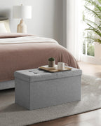 Songmics Mazie Collection - 30 Inches Storage Ottoman, Foldable Storage Bench With Flipping Lid, 660 Lb Load Capacity, For Entryway, Living Room, Bedroom, Light Gray Ulsf41G