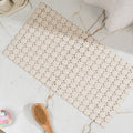 Pano AntiSkid Rectangular Shower Mat for Bathroom with Rubber Base | Grid Design | 35X68 cms, Beige