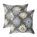 Romandeco Jacquard Floral Decorative Throw Pillow Covers For Couch Set Of 2, 20X20 Inches, Grey