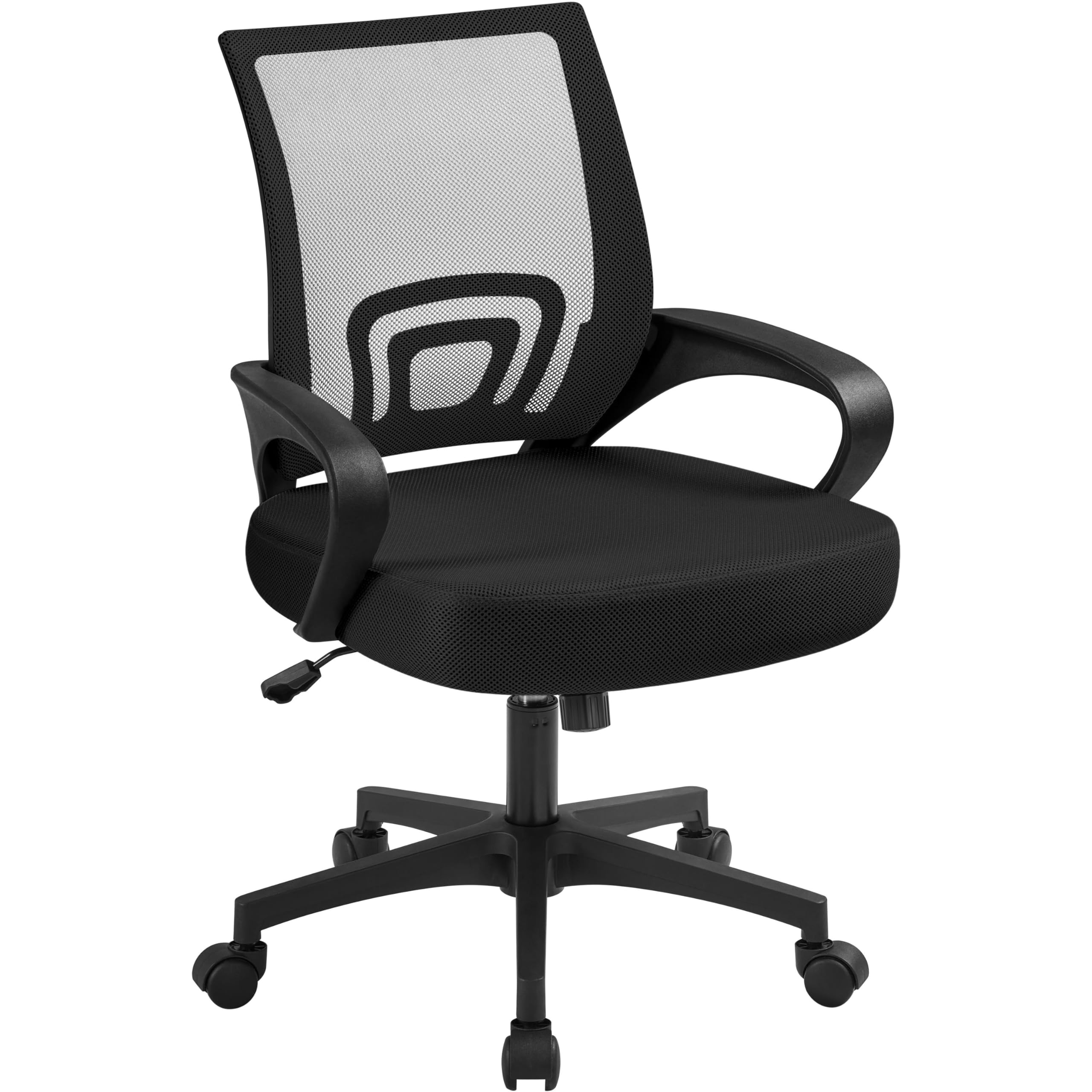 Yaheetech Mid-Back Mesh Office Chair Adjustable Ergonomic Computer Task Chair Swivel Rolling with Lumbar Support Armrest for Hom