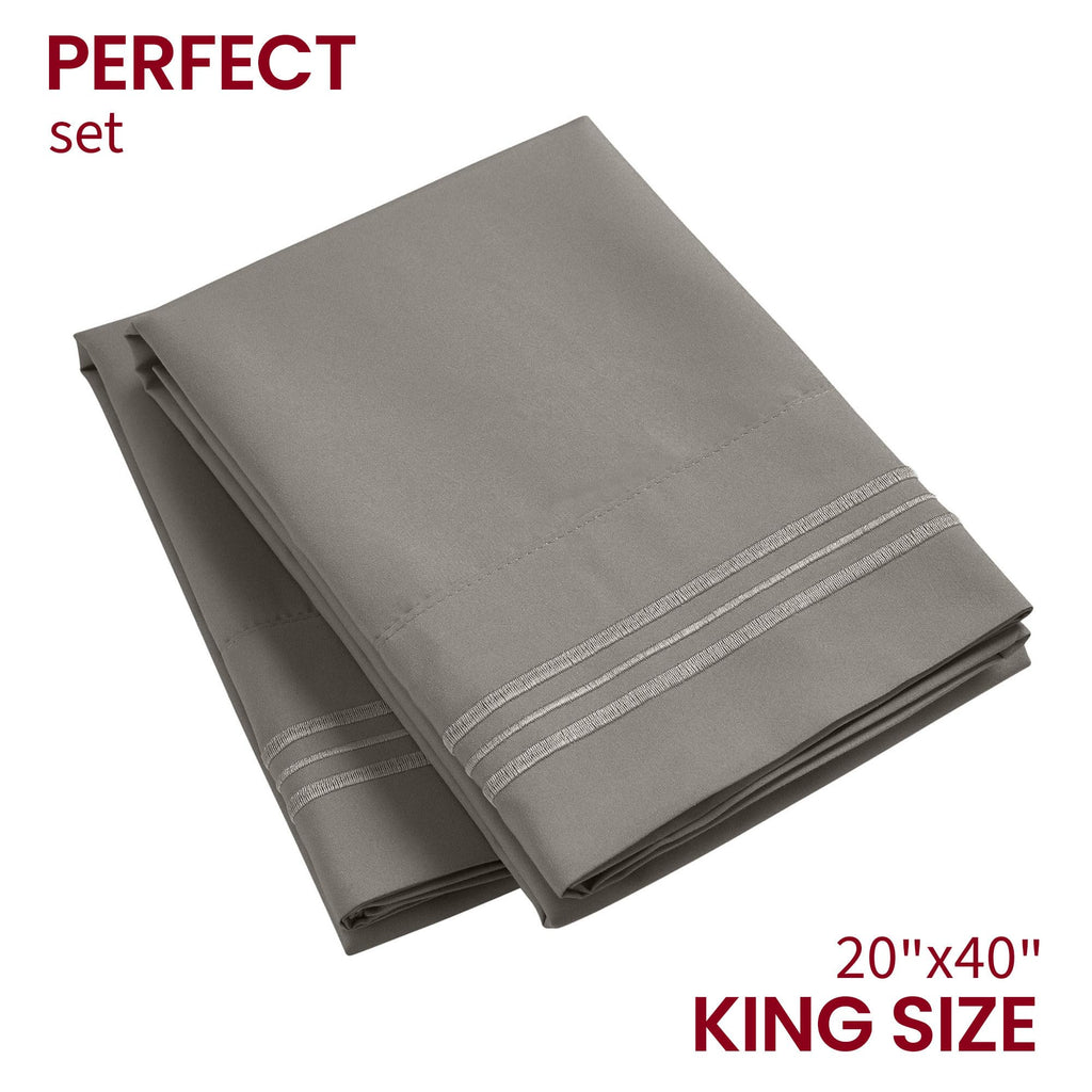Mellanni Pillow Cases - 2 Pc Iconic Collection Pillowcases - Luxury, Extra Soft, Cooling Pillow Covers - Envelope Closure (King 20' X 40', Taupe)
