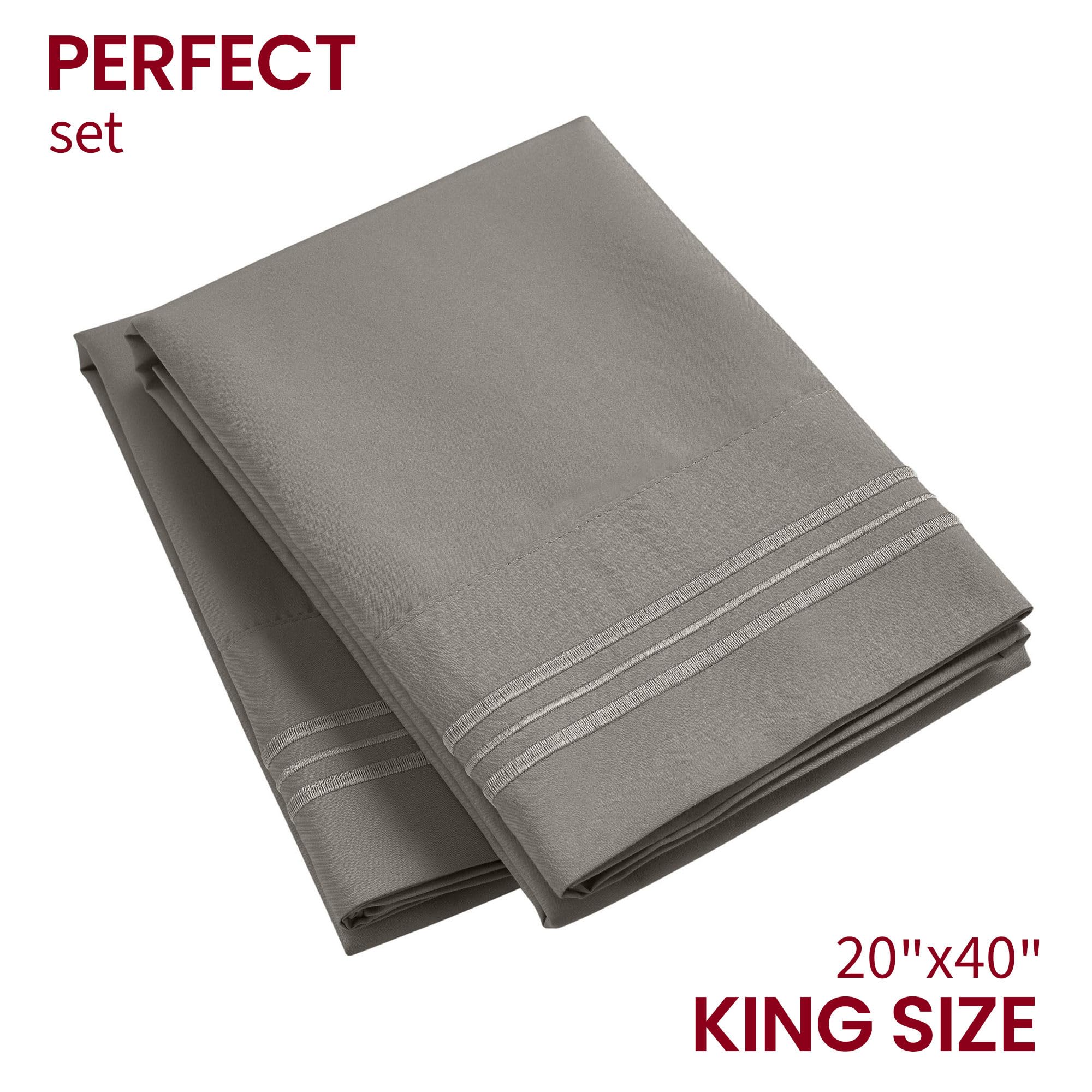 Mellanni Pillow Cases - 2 Pc Iconic Collection Pillowcases - Luxury, Extra Soft, Cooling Pillow Covers - Envelope Closure (King 20' X 40', Taupe)
