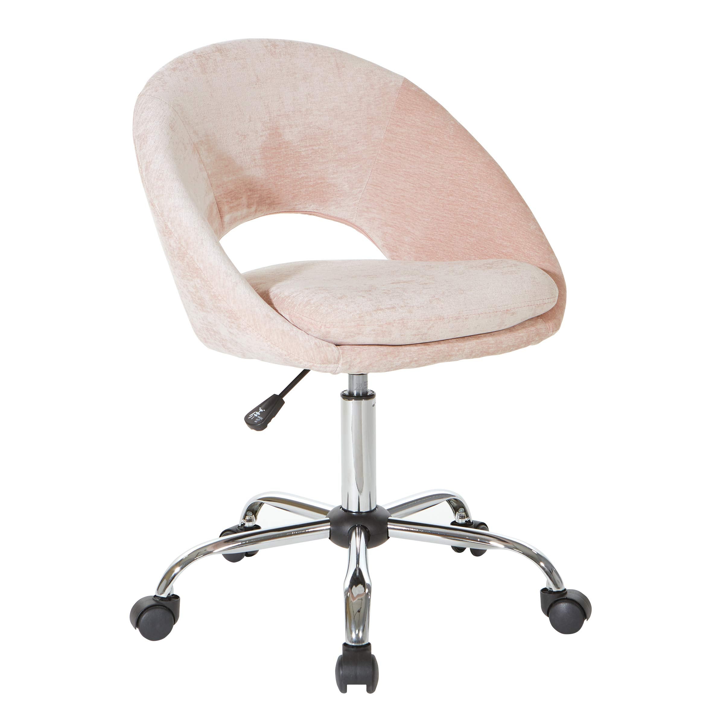OSP Home Furnishings Milo Modern Chic Height Adjustable Padded Home Office Chair, Blush Pink Micro-Fiber Velvet