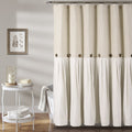 Lush Decor Linen Button Shower Curtain, 72'' W x 84'' L, Linen - Rustic Extra Long Shower Curtain - Color Block Bath Curtain Wit