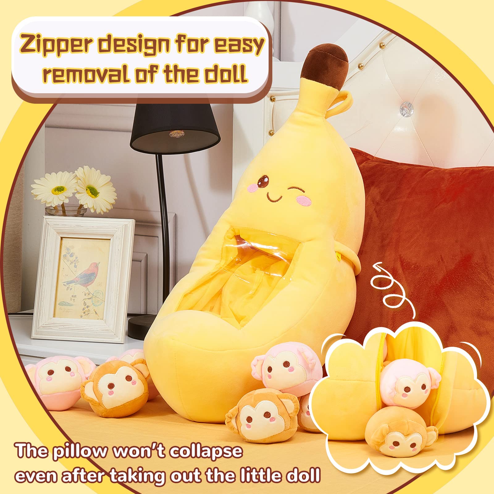 Cute Throw Pillow Stuffed Banana Toys Kawaii Banana Plush Avocado Stuffed Animal Carrot Removable Fluffy Creative Gifts Cat Paw