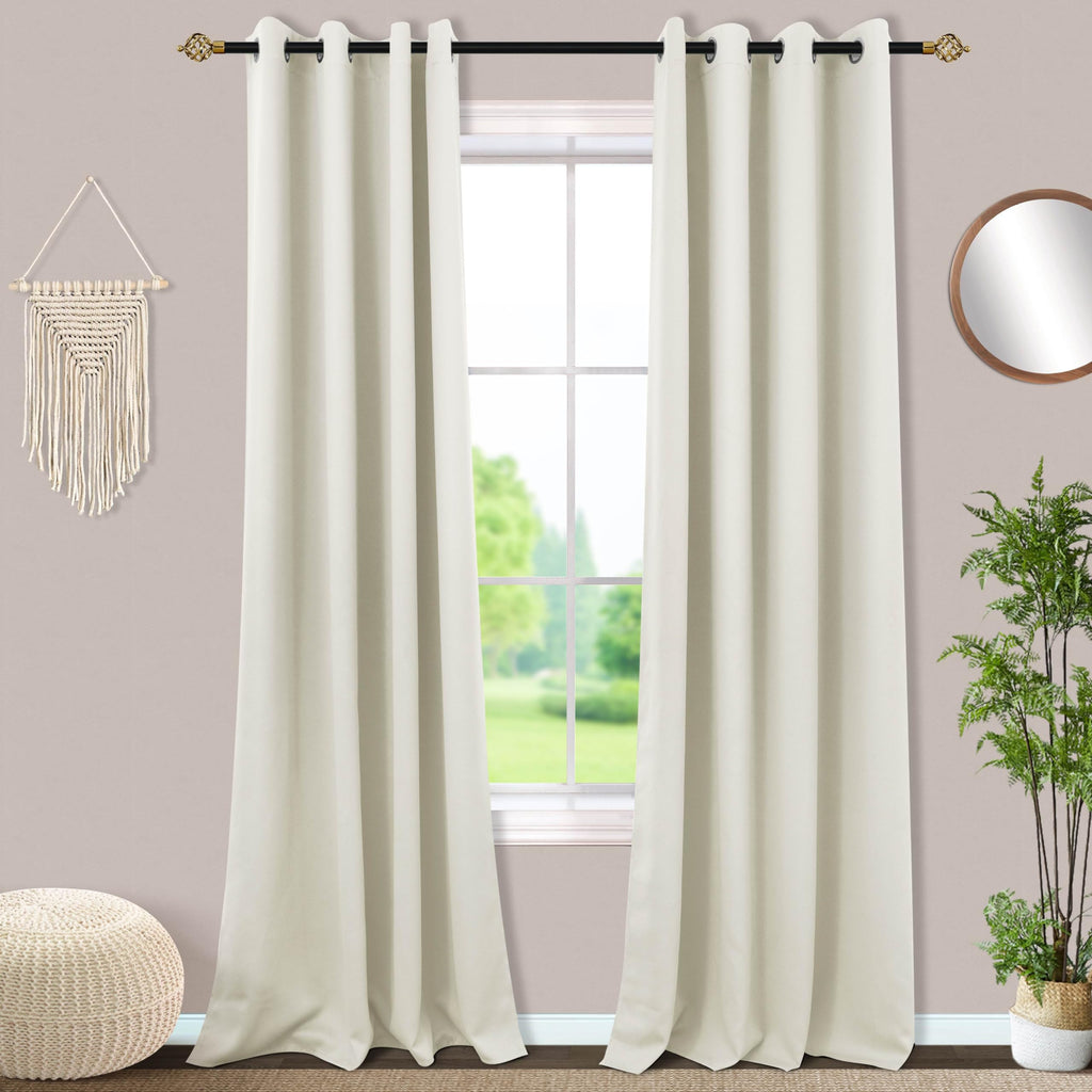 Mrs.Naturall Cream Blackout Curtains 90 Inches Long for Living Room 2 Panels Set,Heat Blocking Thermal Insulated Room Darkening 