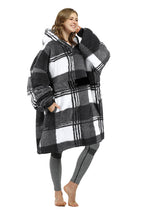 Catalonia Plaid Oversized Wearable Blanket Hoodie Sweatshirt, Comfortable Sherpa Lounging Pullover For Adults Men Women Wife Gir
