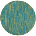 Nourison Essentials Indoor/Outdoor Blue Green 4' X Round Area Rug, Easy Cleaning, Non Shedding, Bed Room, Living Room, Dining Ro