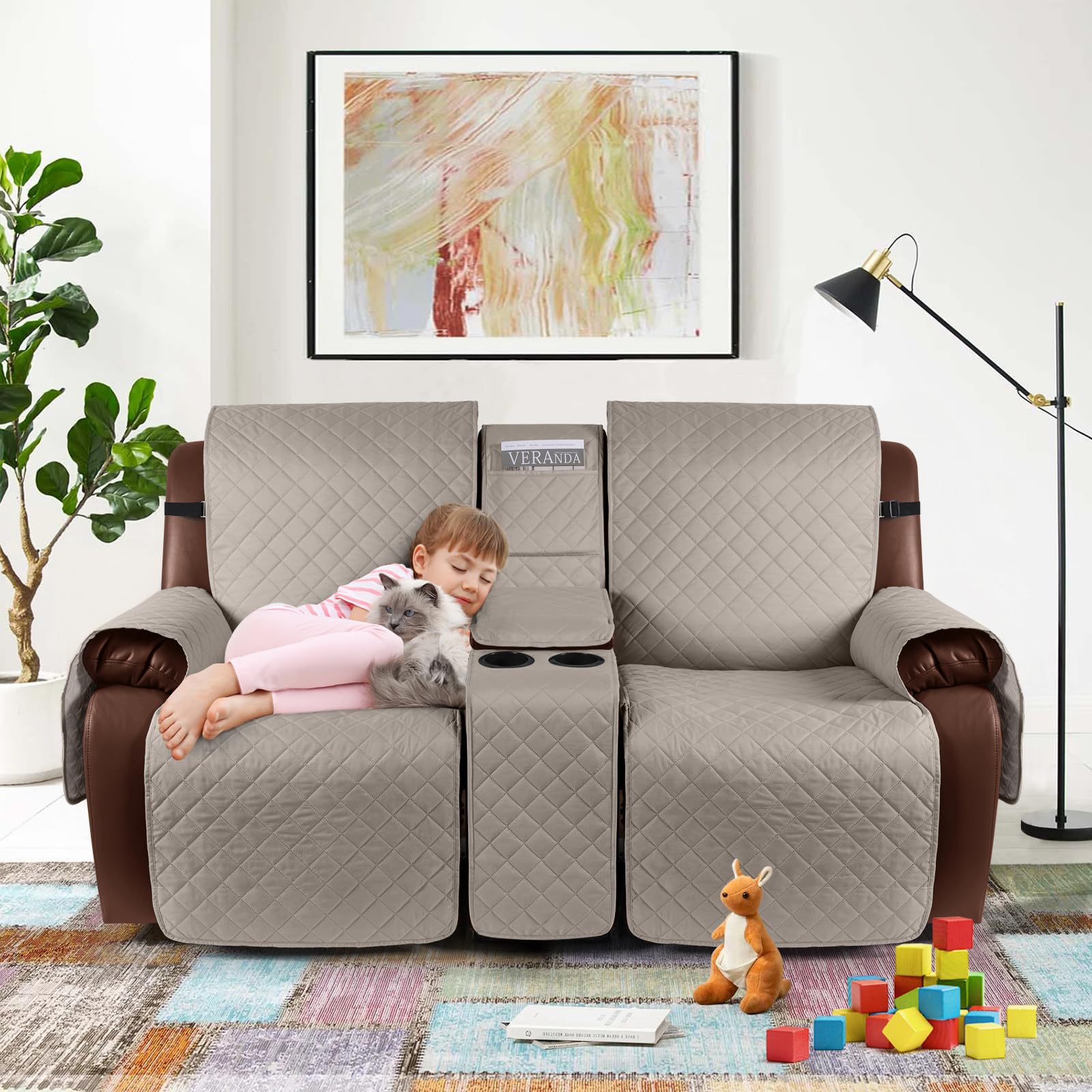 Kincam 100% Waterproof Recliner Loveseat Cover, Non-Slip Reclining Couch Covers For 2 Seat, Recliner Sofa Cover Furniture Protec