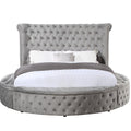 Acme Gaiva Eastern King Bed with Storage in Gray Velvet