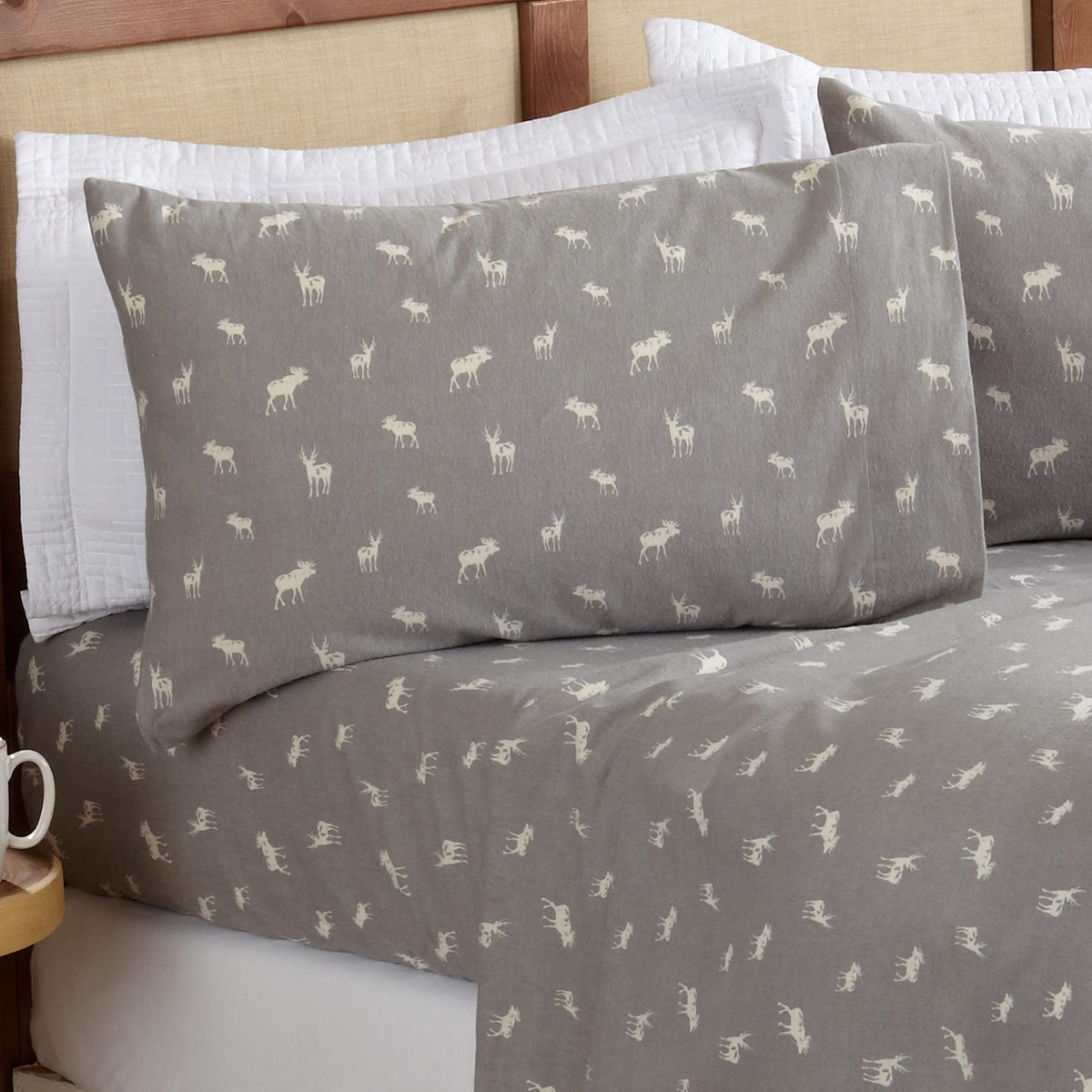 Great Bay Home 100% Turkish Cotton King Winter Lodge Flannel Sheet Set | Deep Pocket, Soft Sheets | Warm, Double Brushed Camp Be