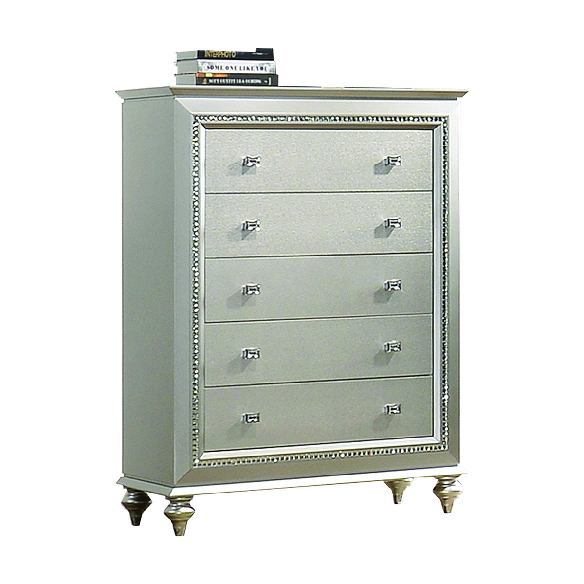 Acme Kaitlyn 5-Drawer Wooden Chest in Champagne White